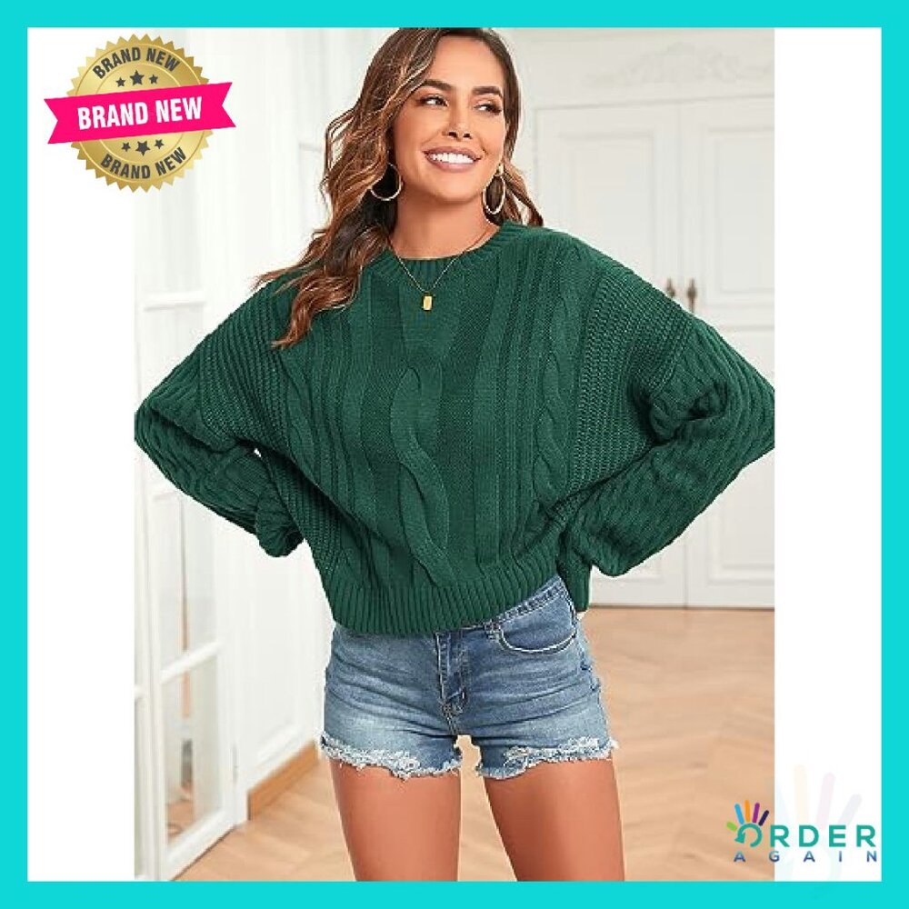 Cable Knit Pullover Sweater Oversized Lantern Sle… - image 4